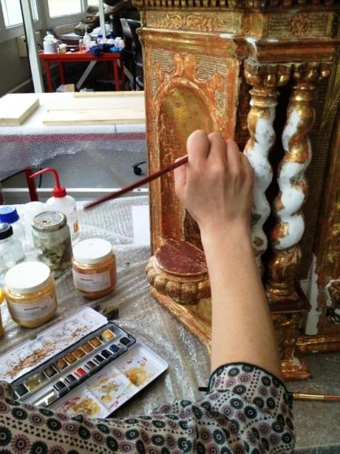 Tabernacle en cours de restauration