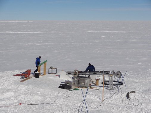 Installation de forage à Point Barnola, Antarctique