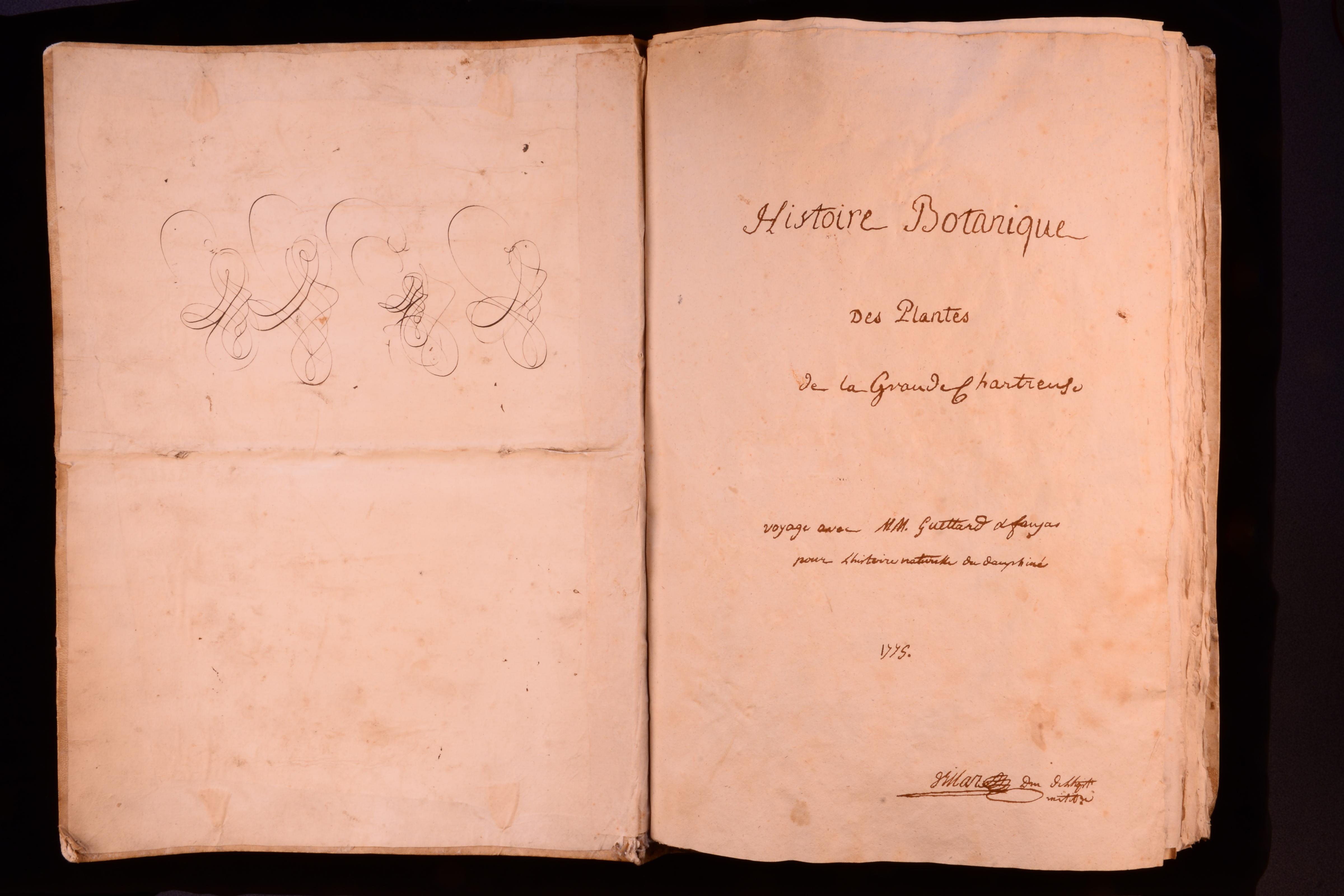 Histoire botanique des plantes de la Grande Chartreuse, voyage avec MM. Guettard, 1775, Dominique Villars