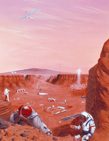 Dessin d'artiste pour une colonisation de Mars