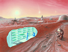Dessin d'artiste pour une colonisation de Mars