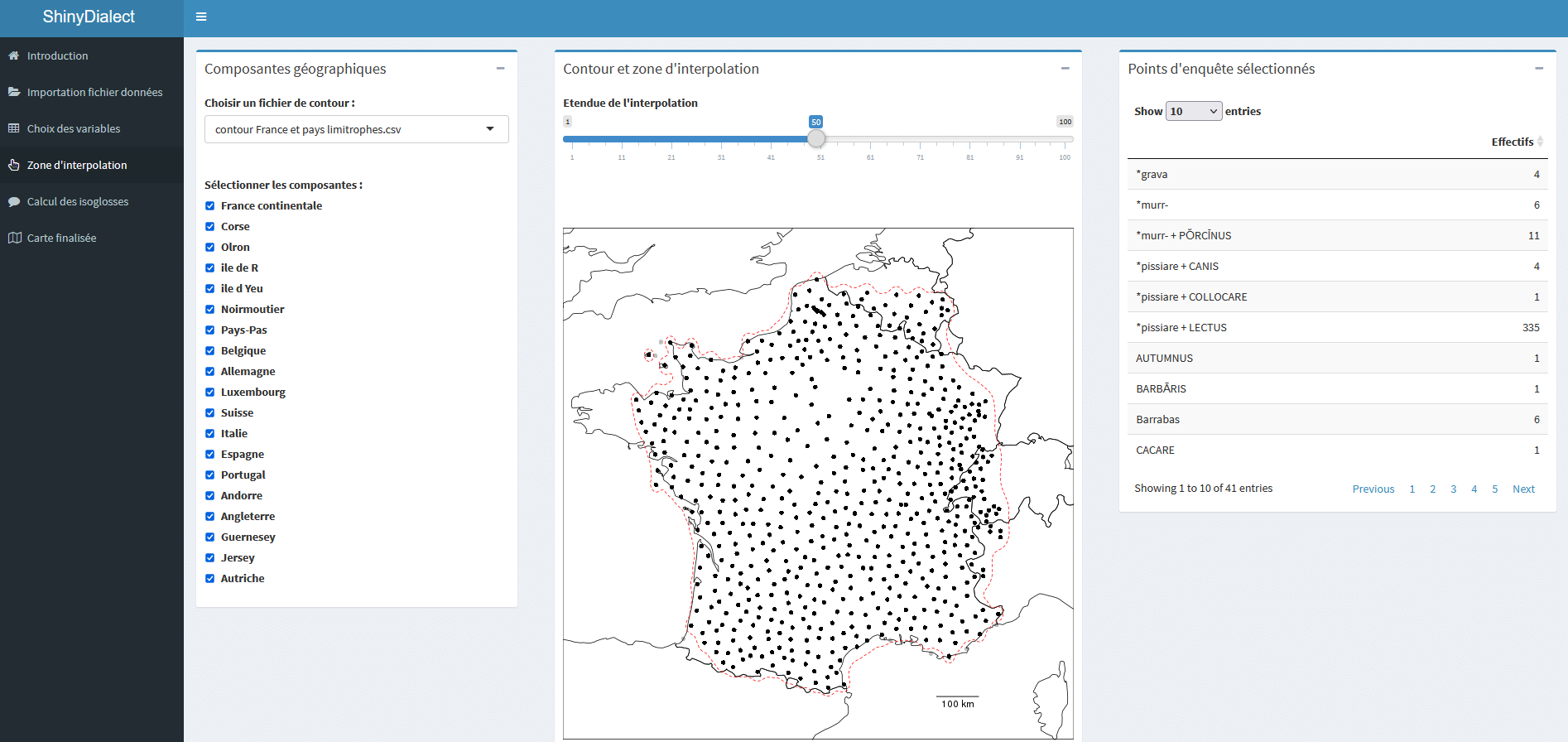 Mise en place zone d’interpolation, il n’y a donc pas de zones mais des points à cette étape © ShinyDialect